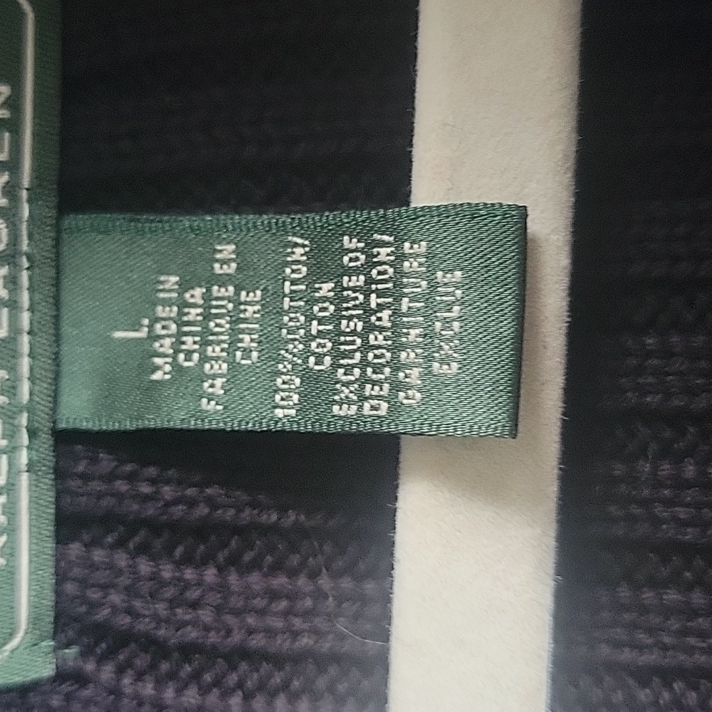 LAUREN Ralph Lauren Active Full Zip Knit Sweater Large Black Blue - Picture 8 of 10